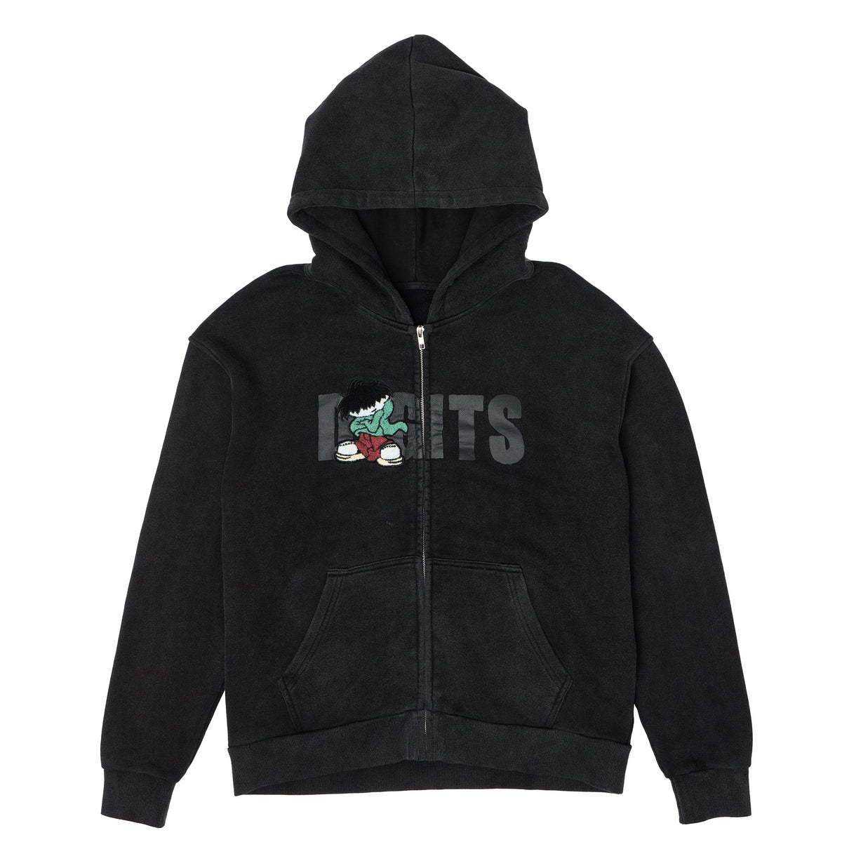 Chenille Zip Up - Washed Black
