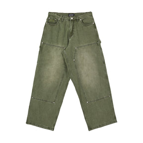 Robo Denim Double Knees - Green Washed